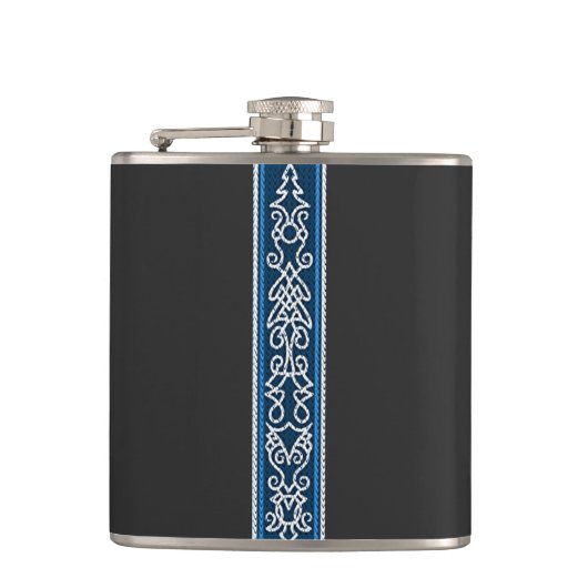 Viking Pattern Blue Heupfles (Voorkant)