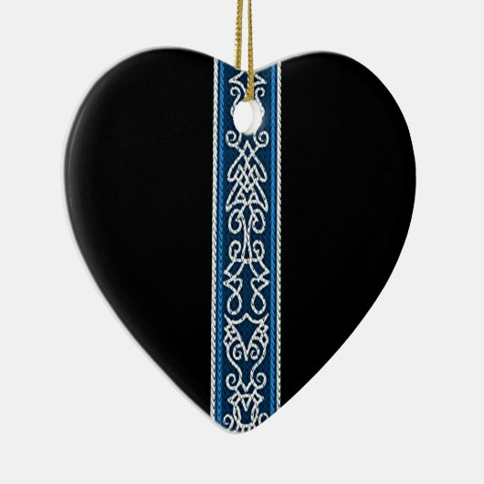 Viking Pattern Blue Keramisch Ornament (Rechts)