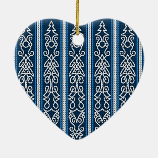 Viking Pattern Blue Keramisch Ornament (Achterkant)