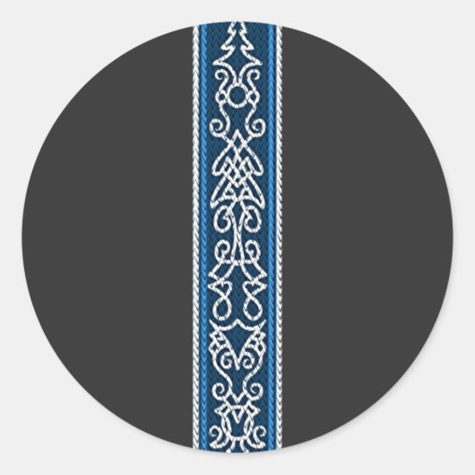 Viking Pattern Blue Ronde Sticker (Voorkant)