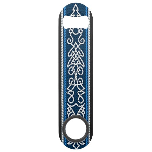 Viking Pattern Blue Speed Flessenopener (Voorkant)