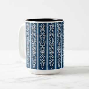 Viking Pattern Blue Tweekleurige Koffiemok