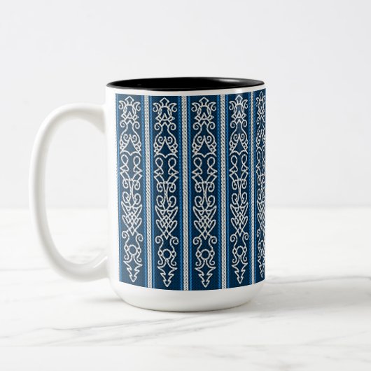 Viking Pattern Blue Tweekleurige Koffiemok (Links)