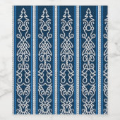 Viking Pattern Blue Wijn Etiket (Enkel label)