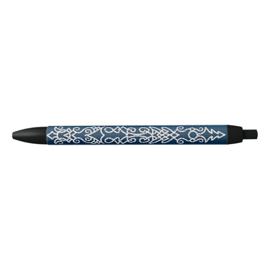 Viking Pattern Blue Zwarte Inkt Pen (Voorkant)