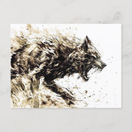 Viking Pen Drawing of a Norse God Fenris wolf Briefkaart