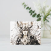 Viking Pen Drawing of a Norse Goddess Freyja Briefkaart (Staand voorkant)