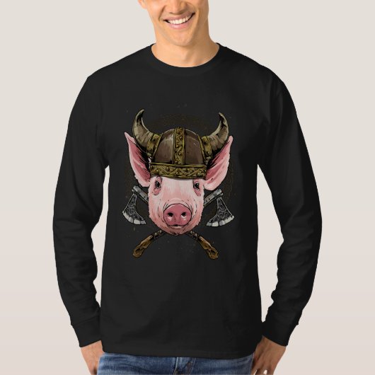 Viking Pig Renaissance Norse Pagan Valhalla Farmer T-shirt (Voorkant)
