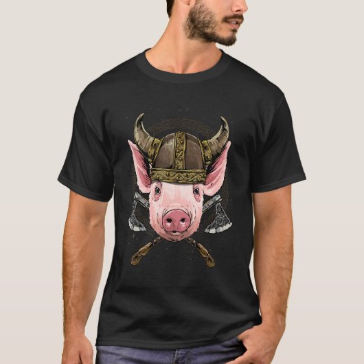 Viking Pig Renaissance Norse Pagan Valhalla Farmer T-shirt (Voorkant)