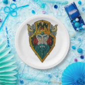 Viking Portret Metallic look Papieren Bordje (Feest)