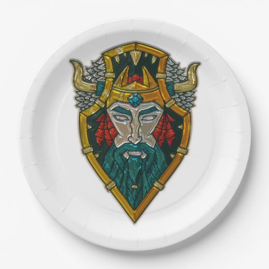 Viking Portret Metallic look Papieren Bordje (Voorkant)