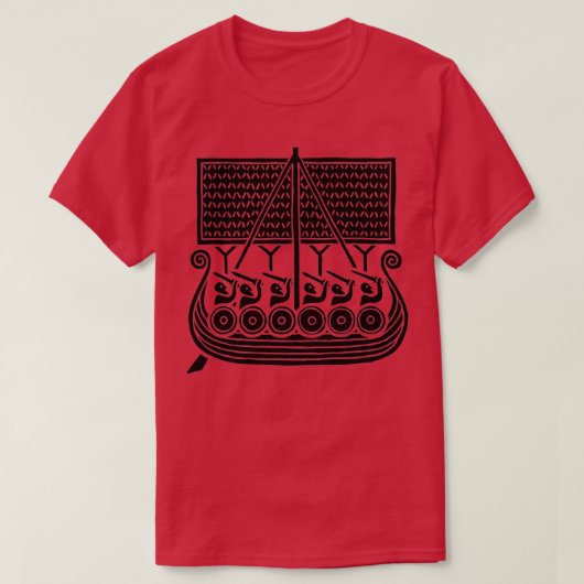 Viking Raid Runestone Geïnspireerd schip T-shirt (Design voorkant)