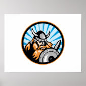 Viking Raider Barbarian Warrior Retro Poster (Voorkant)