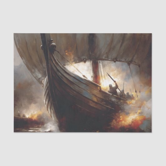 Viking Raiders bij Zee Decoupage Tissuepapier (Voorkant)