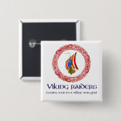 Viking raiders vierkante button 5,1 cm (Voorkant /achterkant)