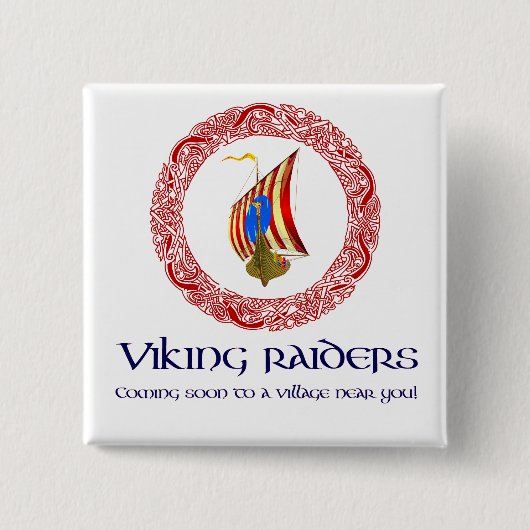 Viking raiders vierkante button 5,1 cm (Voorkant)