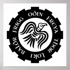 Viking Raven Banner Thor Freya Loki Poster