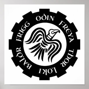 Viking Raven Banner Thor Freya Loki Poster