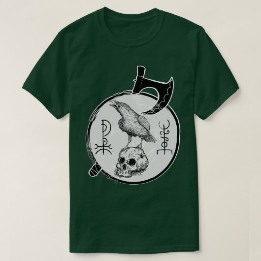 Viking Raven op schedel 1 T-shirt (Design voorkant)