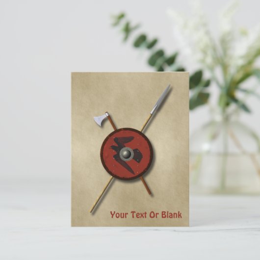 Viking Raven Shield and Weapons Briefkaart (Staand voorkant)