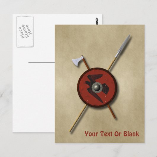 Viking Raven Shield and Weapons Briefkaart (Voorkant / Achterkant)