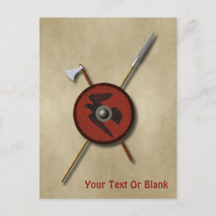 Viking Raven Shield and Weapons Briefkaart