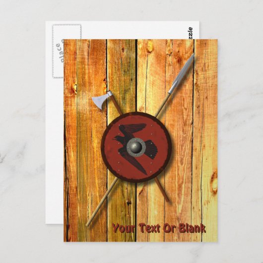 Viking Raven Shield and Weapons Briefkaart (Voorkant / Achterkant)