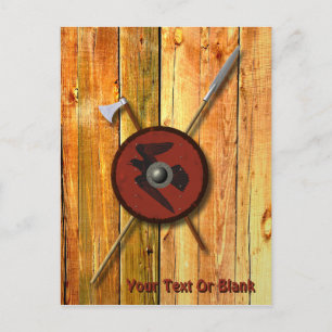 Viking Raven Shield and Weapons Briefkaart