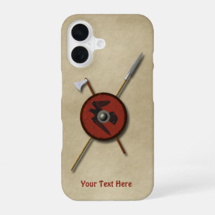 Viking Raven Shield and Weapons iPhone 16 Hoesje