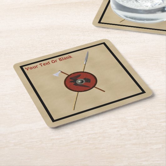 Viking Raven Shield and Weapons Kartonnen Onderzetters (Schuin)