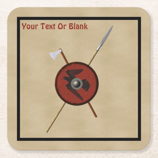 Viking Raven Shield and Weapons Kartonnen Onderzetters (Voorkant)