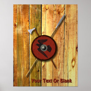 Viking Raven Shield and Weapons Poster