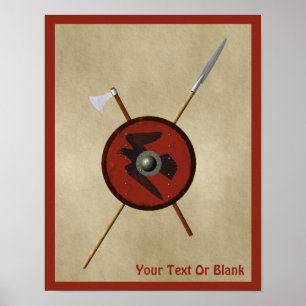 Viking Raven Shield and Weapons Poster