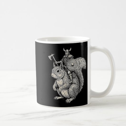 Viking Riding Squirrel Funny Warrior Art  Koffiemok (Rechts)