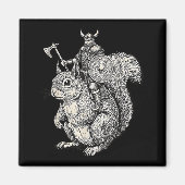 Viking Riding Squirrel Funny Warrior Art Magneet (Voorkant)