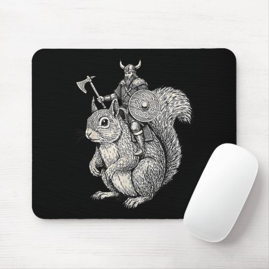 Viking Riding Squirrel Funny Warrior Art Muismat (Met muis)