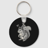Viking Riding Squirrel Funny Warrior Art Sleutelhanger (Voorkant)