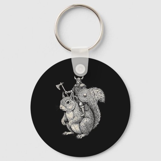 Viking Riding Squirrel Funny Warrior Art  Sleutelhanger (Voorkant)