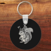 Viking Riding Squirrel Funny Warrior Art  Sleutelhanger (Voorkant)