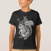 Viking Riding Squirrel Funny Warrior Art T-shirt (Voorkant)