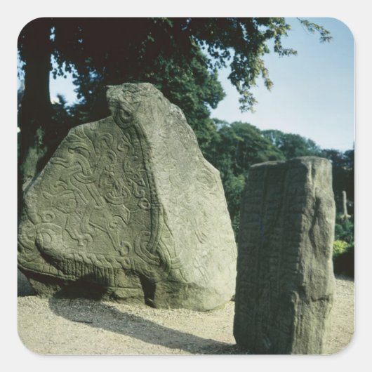 Viking ringstenen vierkante sticker (Voorkant)