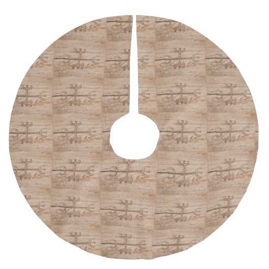 Viking Rune op gekraakt hout Kerstboom Rok (Voorkant)