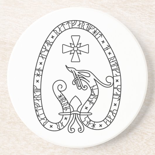 Viking Rune Stone black and white Zandsteen Onderzetter (Voorkant)