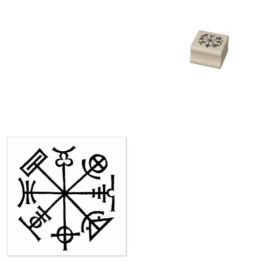 Viking Rune Symbool "Vier hoeken van de Hemel" Ste Rubberstempel (Gestempeld)