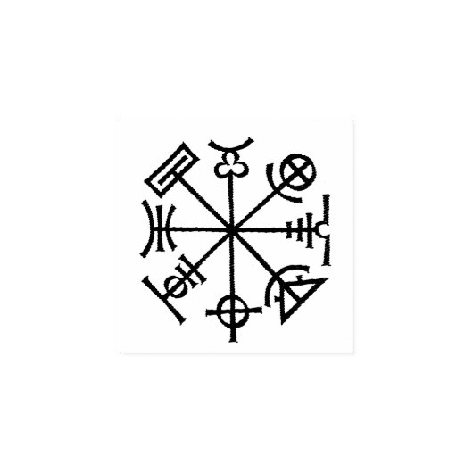 Viking Rune Symbool "Vier hoeken van de Hemel" Ste Rubberstempel (Afrduk)