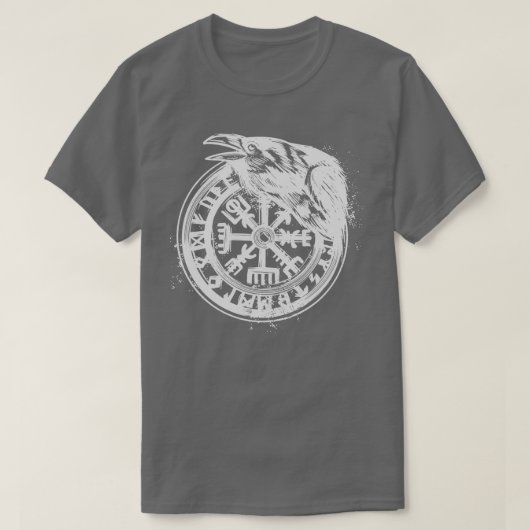 Viking Rune Vegvisir Raven T-shirt (Design voorkant)
