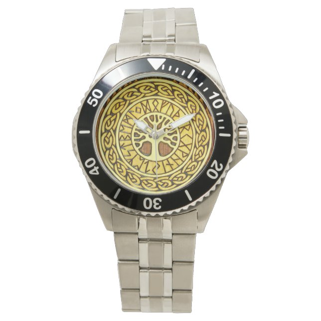 Viking Runes met Tree RVS horloge (Voorkant)