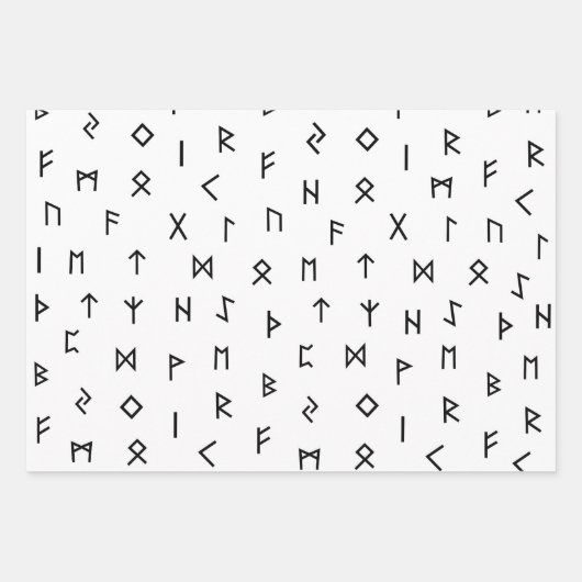 Viking Runes op rode, zwarte, witte achtergrond Inpakpapier Vel (Voorkant 3)