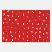 Viking Runes op rode, zwarte, witte achtergrond Inpakpapier Vel (Voorkant 2)