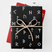Viking Runes op rode, zwarte, witte achtergrond Inpakpapier Vel (In situ)